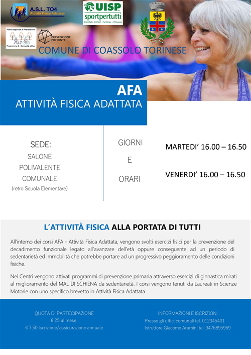Avvio corso Attività Fisica Adattata